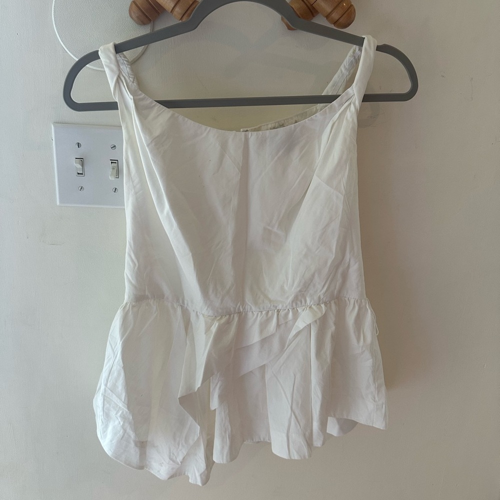 Etcetera White Cotton Peplum Top